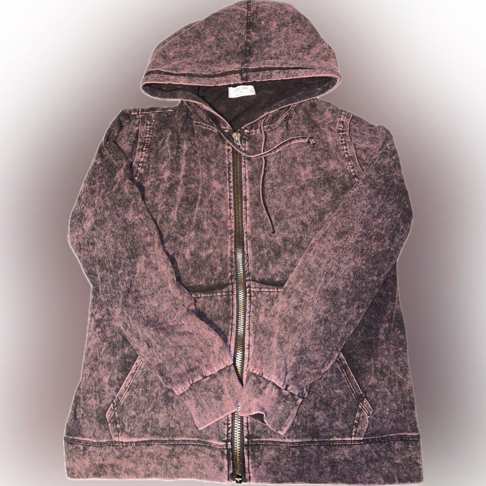 Mineral washed maroon/purple zip hoodie